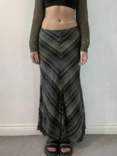 Vintage V Shape Striped Print Low Rise Maxi Skirt